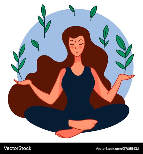 Calm Female Character Doing Yoga Sitting In Asana Vector Image