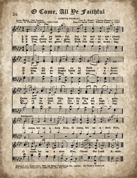 O Come All Ye Faithful Printable Vintage Christmas Music Page Knick Of Time