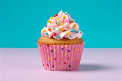 Premium Ai Image There Is A Cupcake With White Frosting And Sprinkles