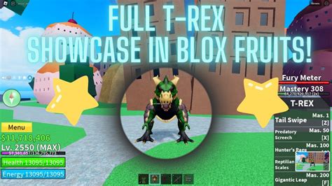 New T Rex Fruit Showcase In Blox Fruits Youtube