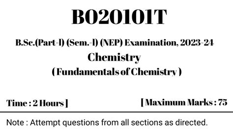 Bsc St Year Chemistry Question Paper Bsc St Semester Chemistry