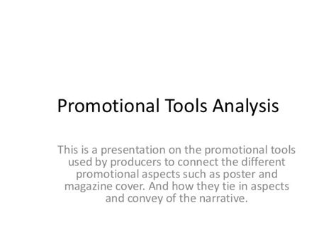 Promotional tools analysis