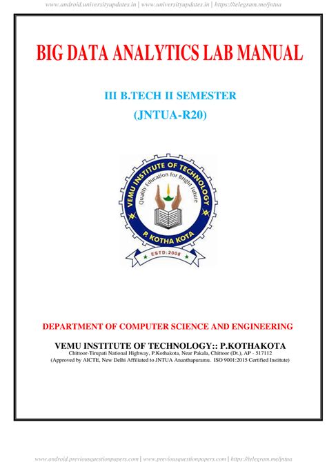 Big Data Analytics Lab Manual R19 Lab Manual DEPARTMENT OF COMPUTER