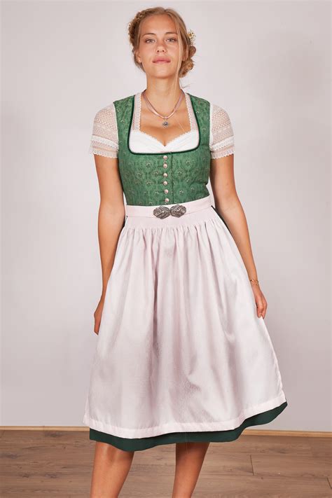 Midi Dirndl In Gr N Und Hellrosa Mit Kn Pfen Wirkes