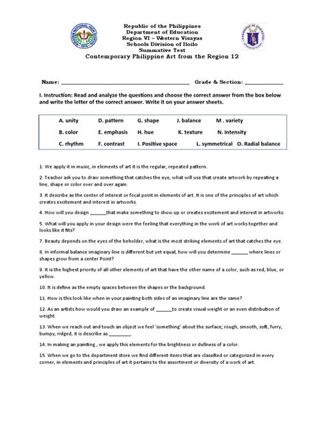 Republic Of The Philippines Department Of Education Region Vi Western Visayas Schools Division