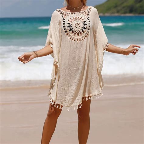 CROCHET BIKINI Cover Up Sexy Swimsuit Beach Dress Women 2023 Summer