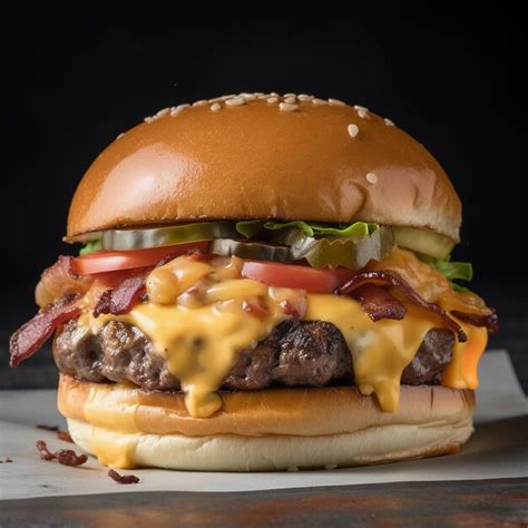 Una Hamburguesa Con Queso Y Salsa De Tomate Encima Foto Premium