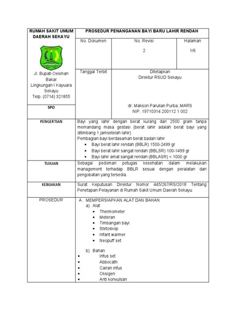 Sop Bblr Fix Rsud Sekayu Pdf