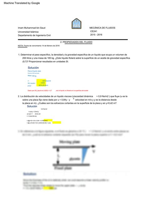 Solution Examen Final Con Soluci N Para Mec Nica De Fluidos Ingenier A