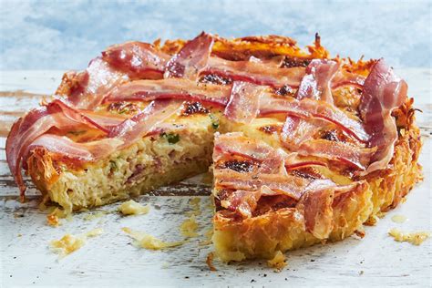 Hash Brown Crusted Carbonara Quiche Recipe