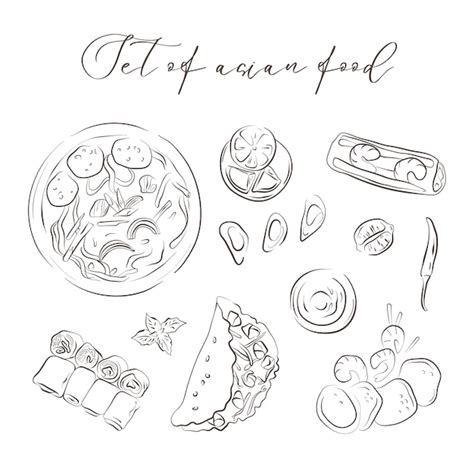 Premium Vector Seamless Pattern With Hand Drawn Asian Food