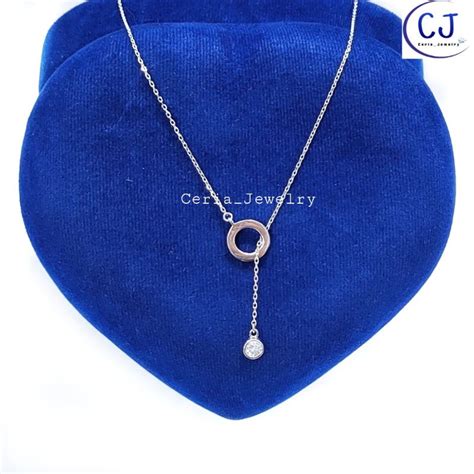 Jual Kalung Perak Asli Silver Wanita Lapis Emas Putih Model Korea