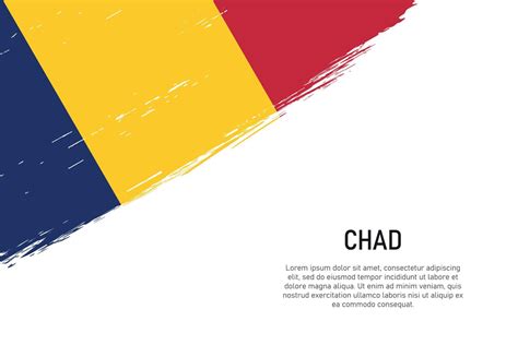 Grunge Styled Brush Stroke Background With Flag Of Chad Vector