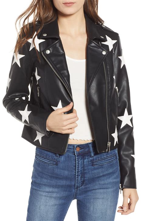 Blanknyc Star Patch Faux Leather Moto Jacket Nordstrom