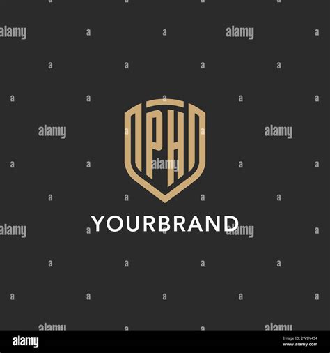 Luxury Ph Logo Monogram Shield Shape Monoline Style With Gold Color And