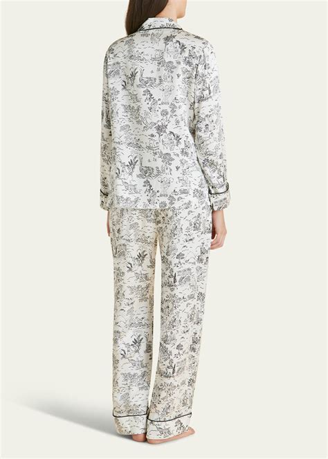 Olivia Von Halle Lila Toile Print Silk Pajama Set Bergdorf Goodman