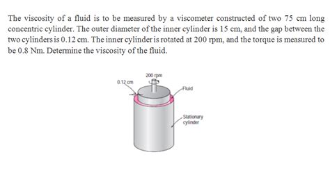 Solved The Viscosity Of A Fluid Is To Be Measured By A Chegg