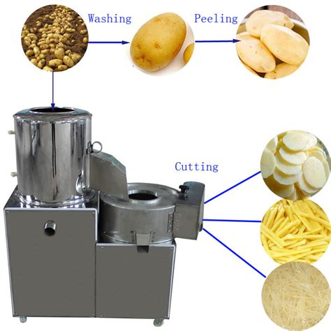 Stainless Steel Potato Washing Peeling And Slicing Machine China