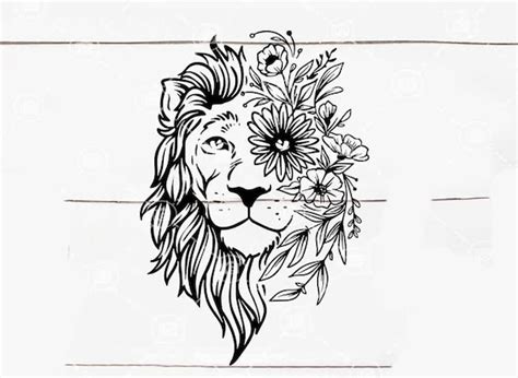 Boho Lion Svg Lion Flower Svg Lion Svg Lion Mandala Svg Etsy