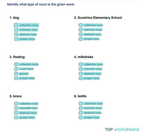 Nouns Interactive Worksheet Topworksheets