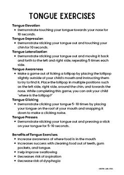 Tongue Exercises Handout by Kristin Carr OTDS | TPT