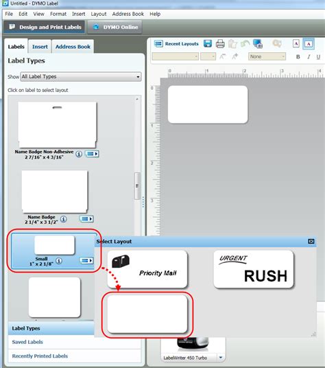 Printing a single barcode label using the DYMO Utility software (PC)