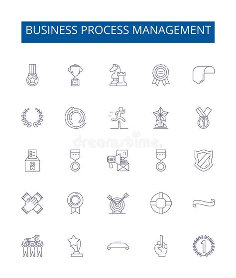 Business Process Management Line Icons Signs Set Design Collection Of