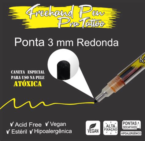 Freehand Pen Amarela Mm Caneta Recarreg Vel Pontas Descart Veis