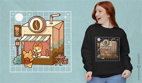 Kawaii Coffee Shop T Shirt Design Vector Download