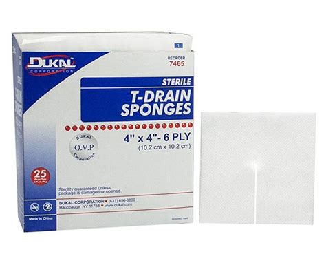 T Drain Sponge Split Gauze Sterile Dukal