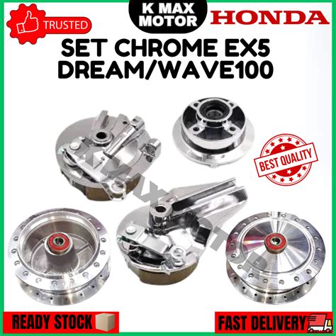 Honda Ex5 Dream Wave100 Front Hub Rear Panel Set Chrome Spocket Hub Break Depan Belakang Buyung