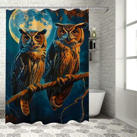 Bciig Owls Branch Moon Bathroom Decor Set Colorful Luxury Graphic