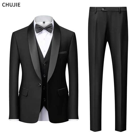 Terno De Vestido Magro De Luxo Masculino Blazers Gola Xale Jaqueta Cal