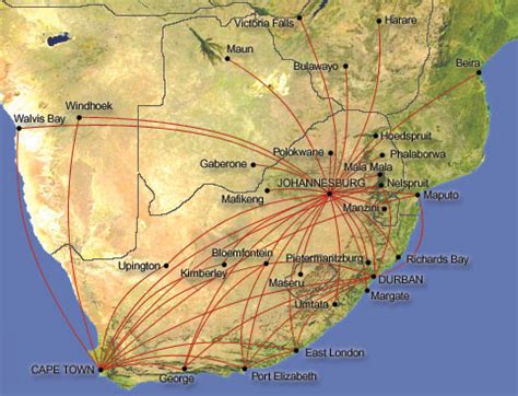 South African Airways Route Map Regional Routes