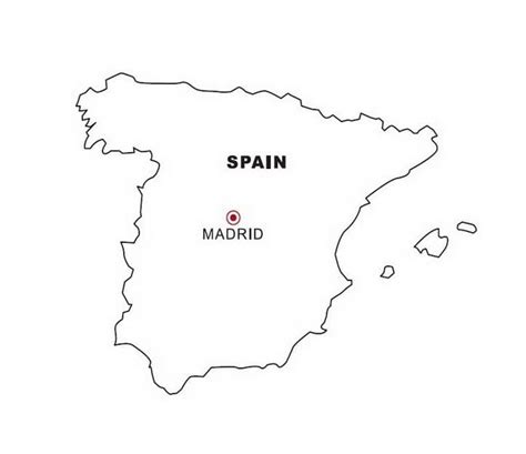 Mapa de España en Blanco para colorear imprimir e dibujar