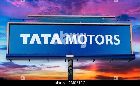 Advertisement billboard displaying logo of Tata Motors Stock Photo - Alamy