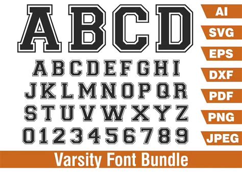 Varsity Font Svgvarsity Alphabet Numbers Svgbaseball Font Etsy