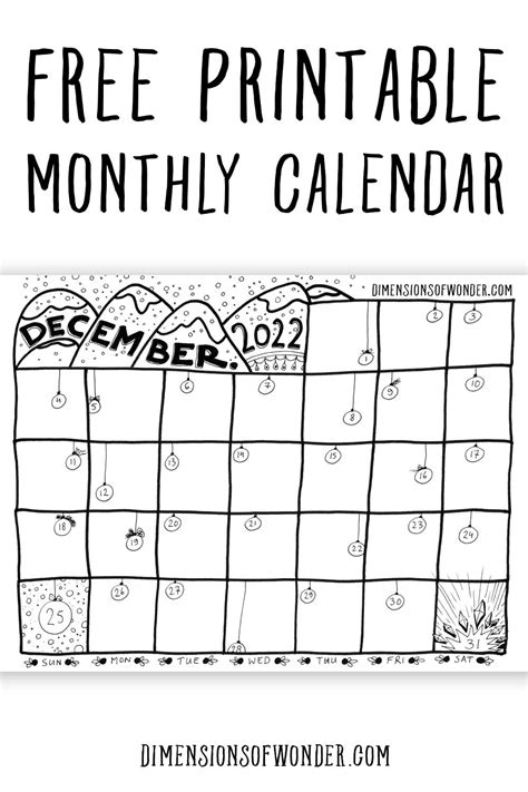Printable Monthly Calendar December 2022