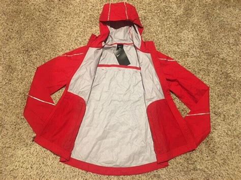 140 Womens Nike Nylon Running Jacket Hooded Reflective Weather Resistant Red Ebay