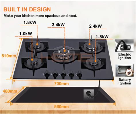 Plaque De Cuisson Gaz Encastr E Br Leurs En Verre Avec Cuisini Re