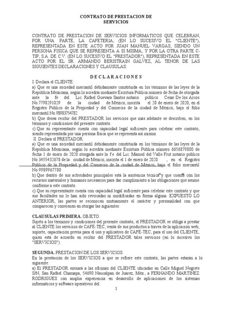 Declaraciones De Un Contrato Mide