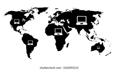 Computer Network Black Icon Flat Style Stock Illustration 2103292115 ...