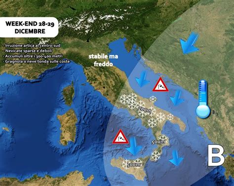 Previsioni meteo in arrivo freddo e nevenel week end come sarà Capodanno