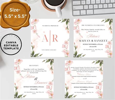 Editable Indian Wedding Invitation Suite Punjabi Wedding Invite Sikh