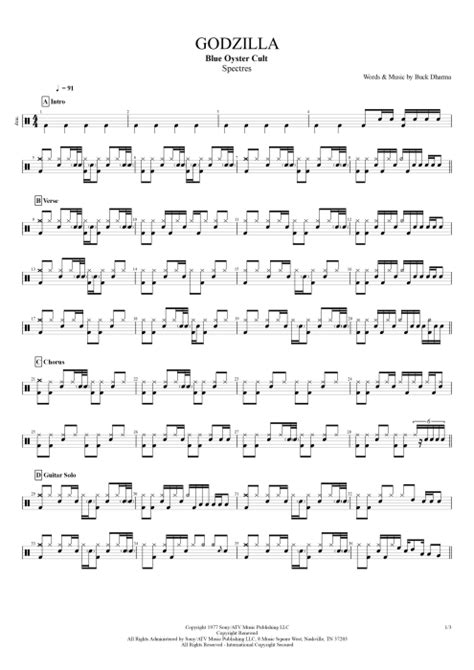 Godzilla Tab By Blue Oyster Cult Guitar Pro Full Score Mysongbook