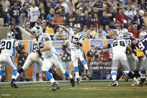 Super Bowl XXXVIII, Carolina Panthers QB Jake Delhomme in action vs ...