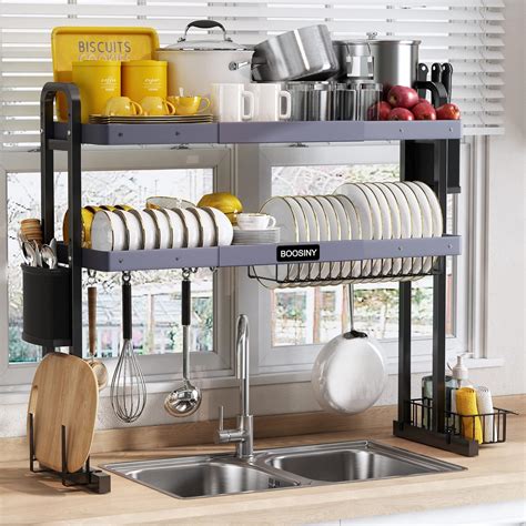 Amazon BOOSINY Over The Sink Dish Drying Rack Stainless Steel