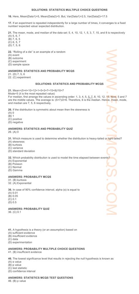 Ppsc Statistics Past Papers Most Repeated Mcqs With Answers Easy Mcqs