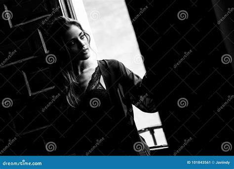 Young Woman In Lingerie Posing Near A Window Stock Image Image Of