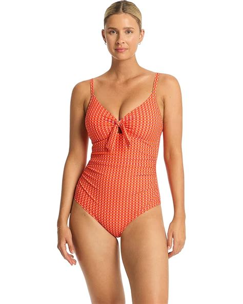 SEA LEVEL SWIM Checkmate Tie Front DD E One Piece Zappos